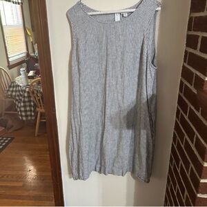 J. Crew Size 18 Sleeveless Black and White Striped Dress